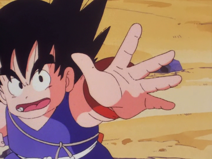 Goku throwing paper