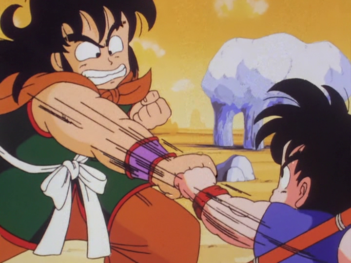 Goku throwing rock