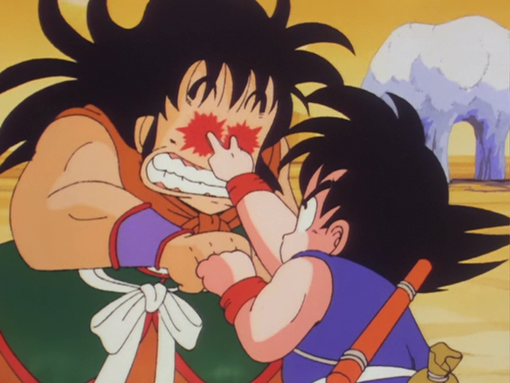 Goku throwing scissors